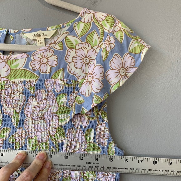 Matilda Jane cottage core‎ smocked  floral ruffle cap sleeve midi dress. Size L - Picture 9 of 11